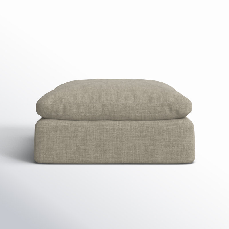 Asher 43'' Oversized Upholstered Ottoman, Effie Flax Performance Linen