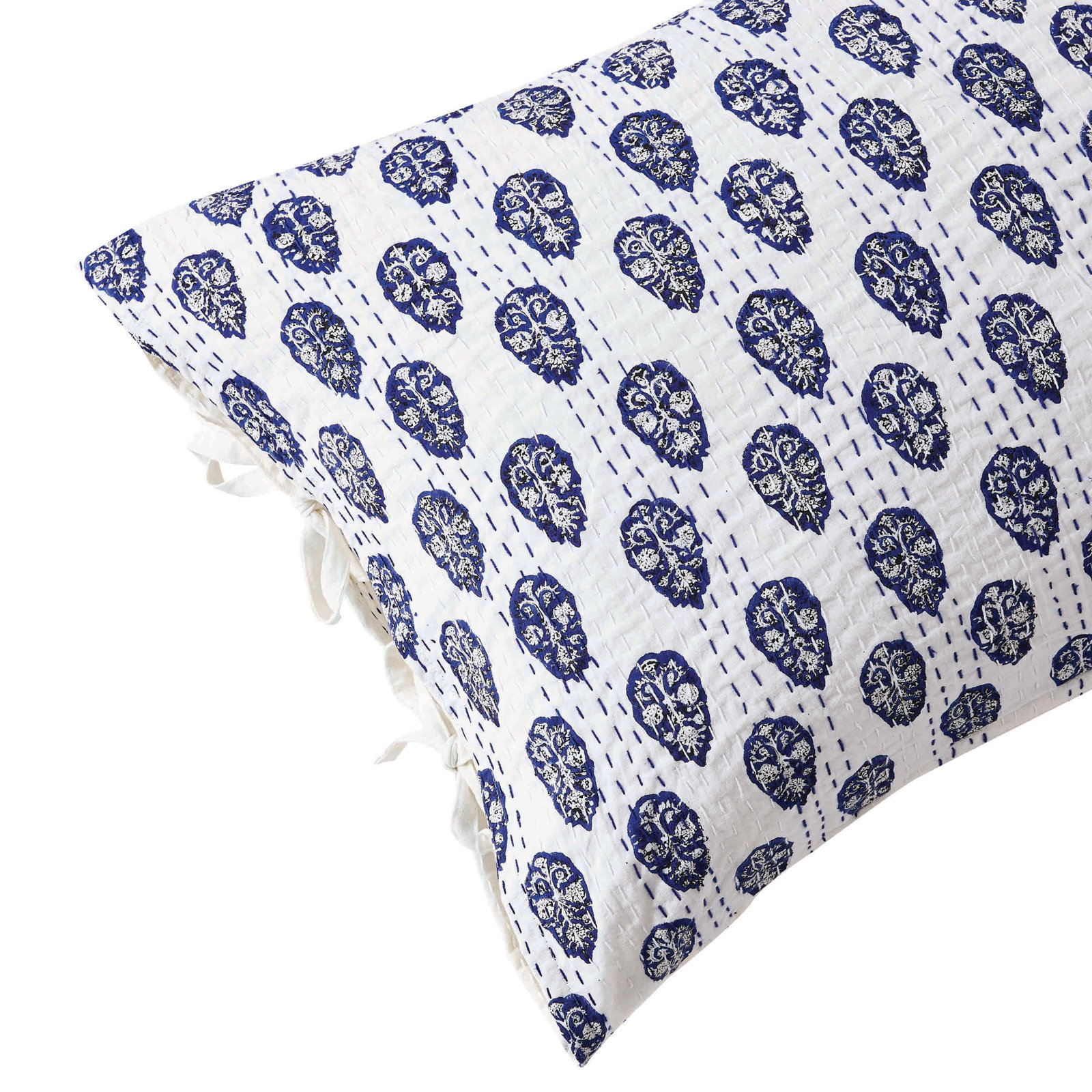 Handstitched Floral Kantha Sham