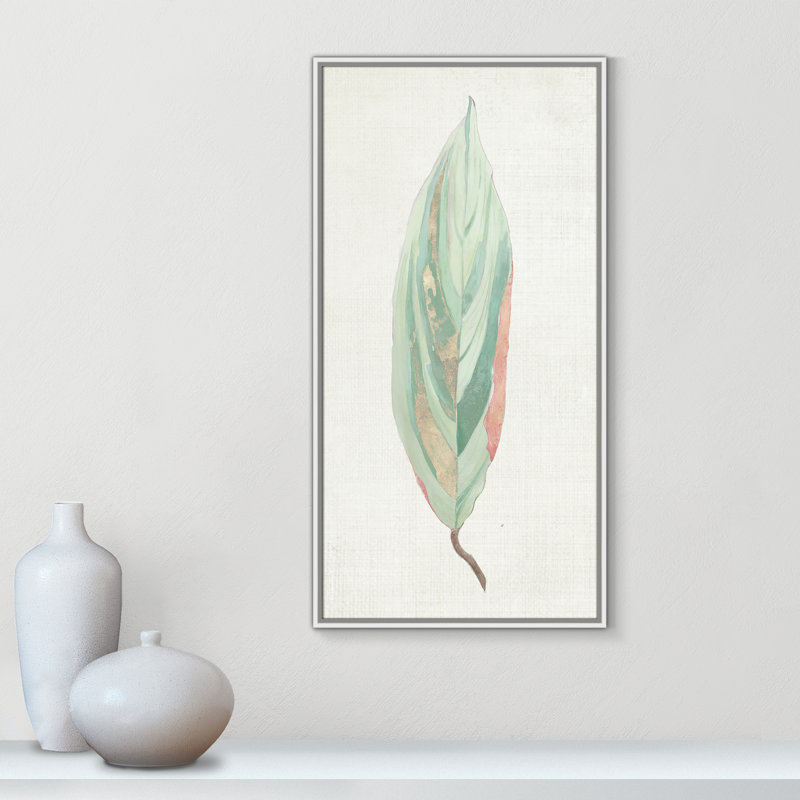 Feuille de gingembre II - reproduction d'art, Toile blanche encadrée, H 41,5 po x l 21,5 po x P 2 po