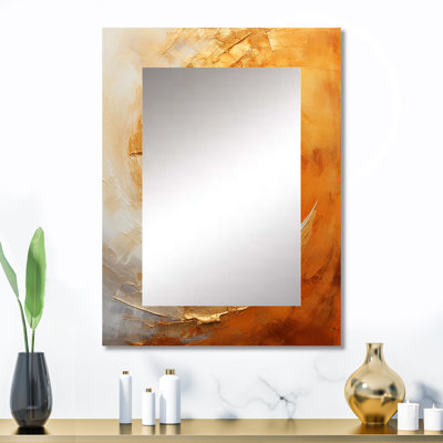 Or orange, désert, mirage, spirale II - miroir abstrait en spirale, miroir mural doré