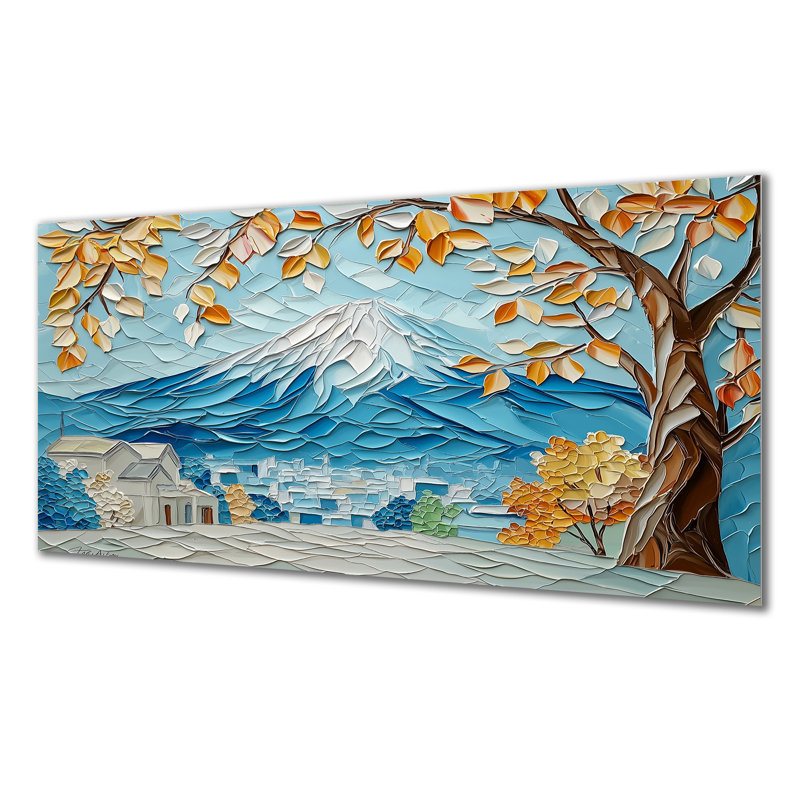 Abstrait, mont Fuji au Japon II - art mural en métal, impression industrielle, H 28 po x l 60 po