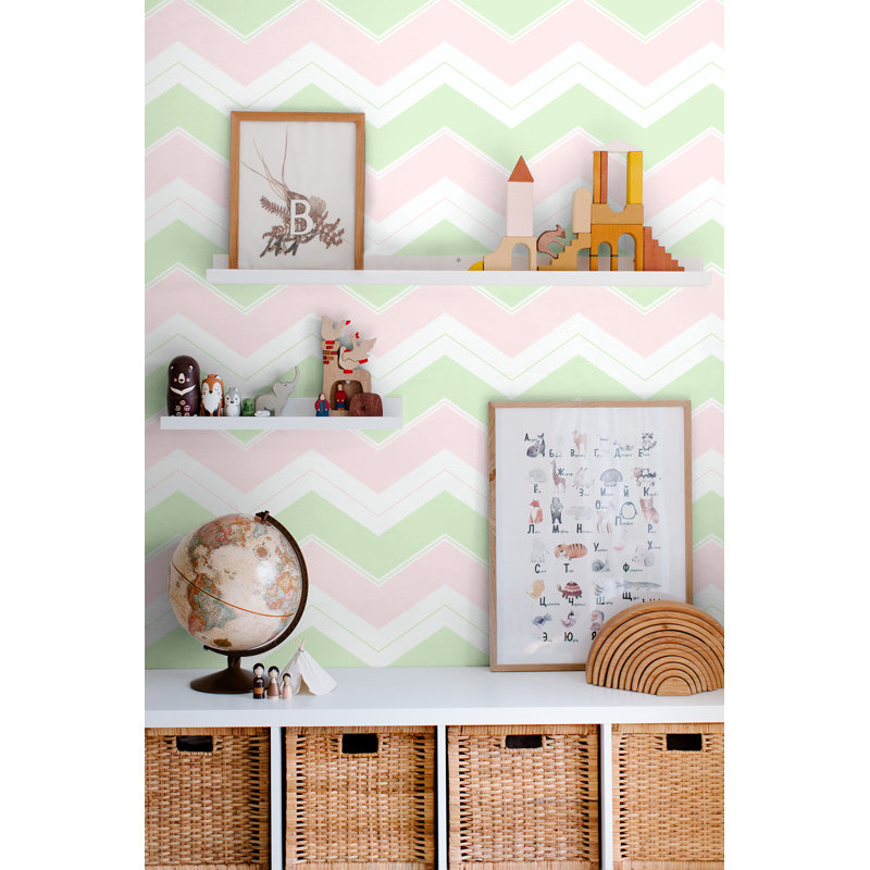 Rouleau de chevrons Teneha, Rose/vert