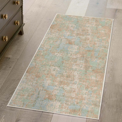 Tapis brun / bleu sarcelle