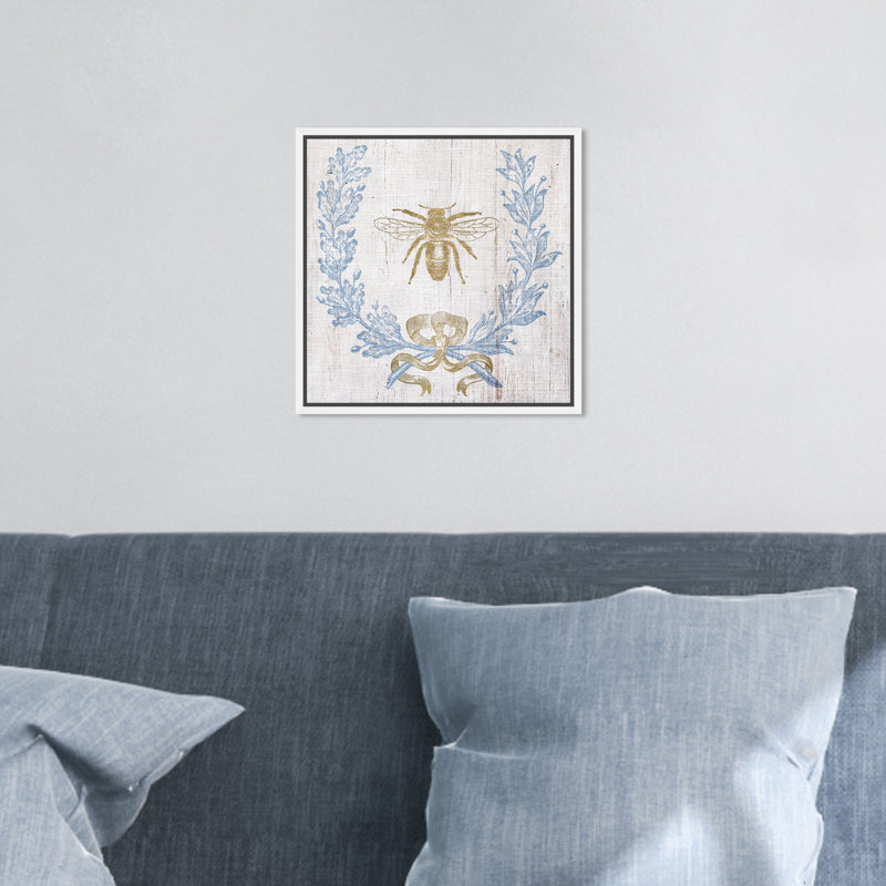 Couronne et ruban I - impression, H 13 po x l 13 po, Toile avec cadre blanc