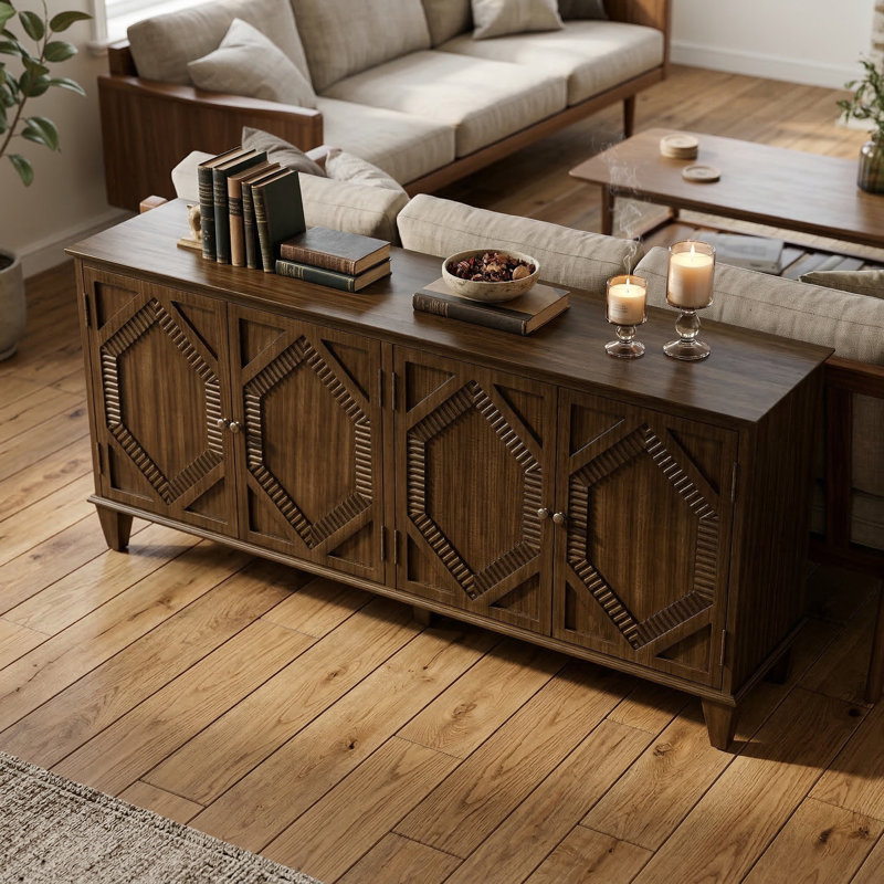Buffet 65,5 po Mid-Century, Noyer