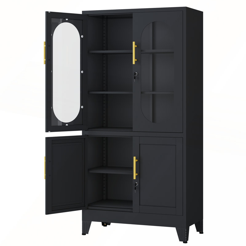 Armoire de rangement verrouillable polyvalente en fer, Noir