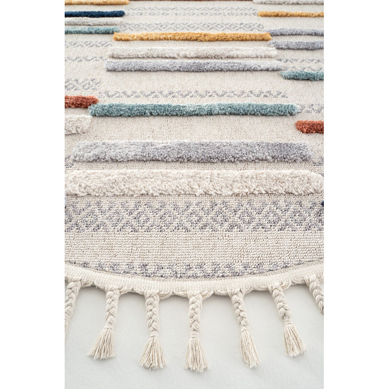 Adaurd Round Geometric and Geometric Shapes Indoor / Outdoor Area Rug, Round 3'3"