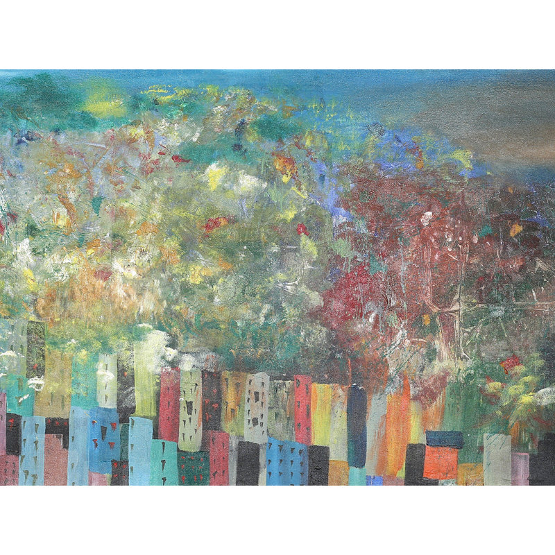 Lumières abstraites de la ville | Peinture à l'huile sur toile | Avec cadre