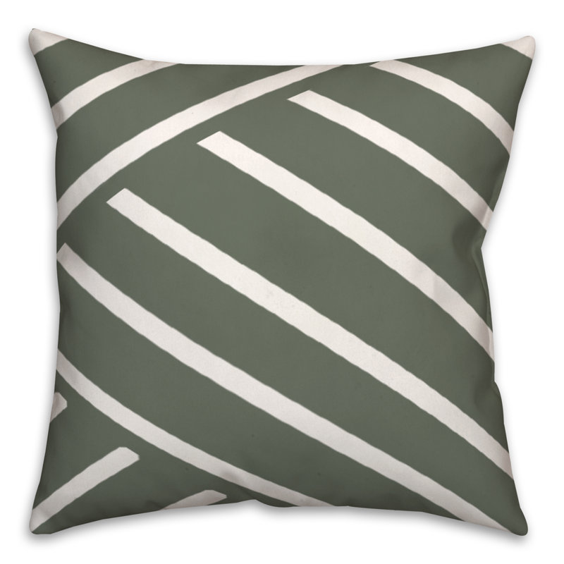 Striped Outdoor Reversible Throw Pillow, 18"H x 18"W, Sauge