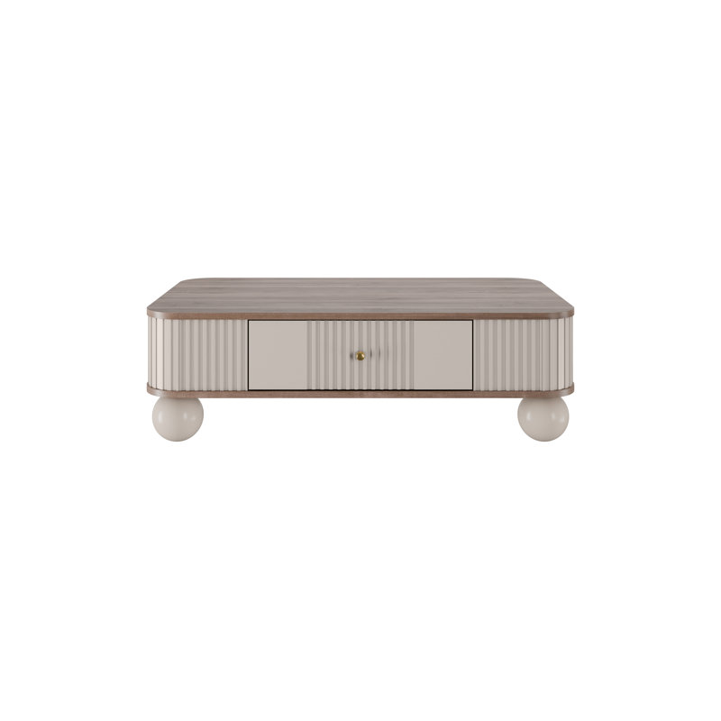 Dayzee Coffee Table with Storage, Nut/Gold Top/Cashmere Base