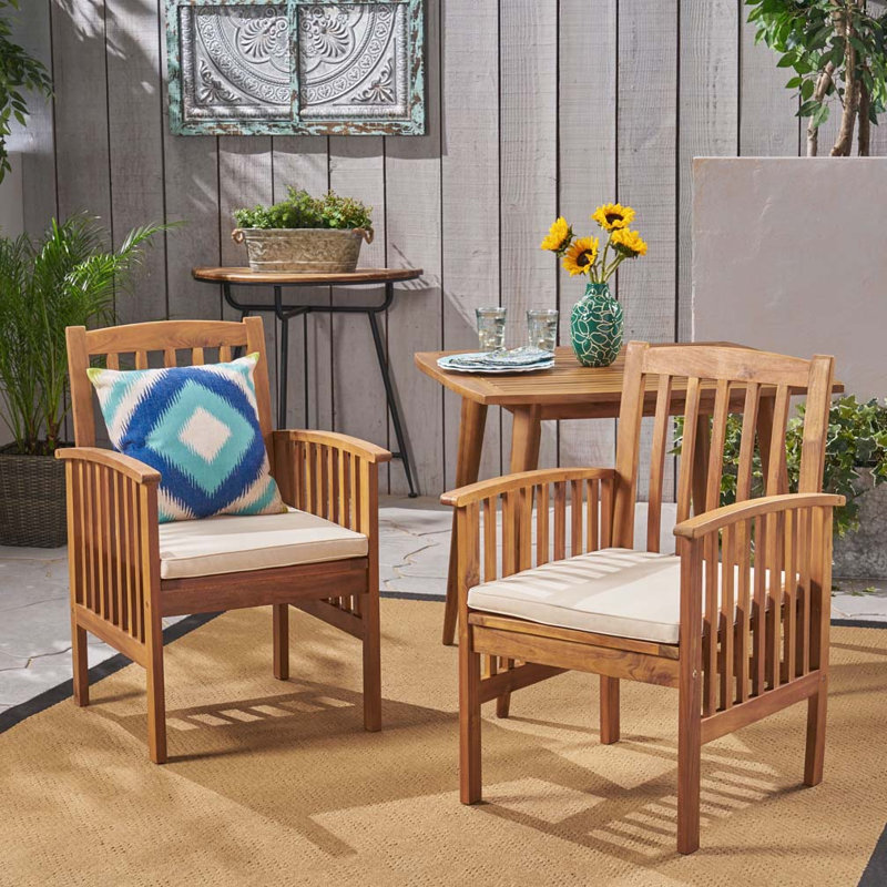 Fauteuil d'extérieur en bois d'acacia, Beige, Brun