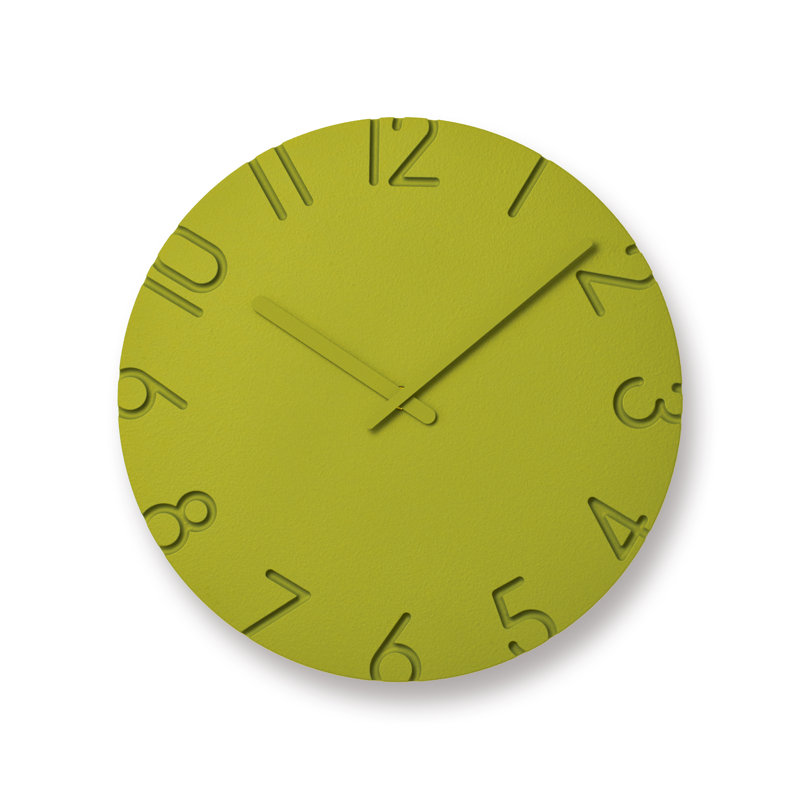 Lemnos CARVED Colored Clock, Green