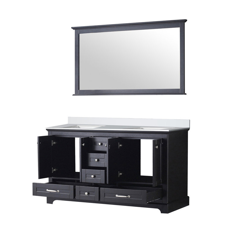 Meuble-lavabo double Rich avec comptoir en quartz et miroir