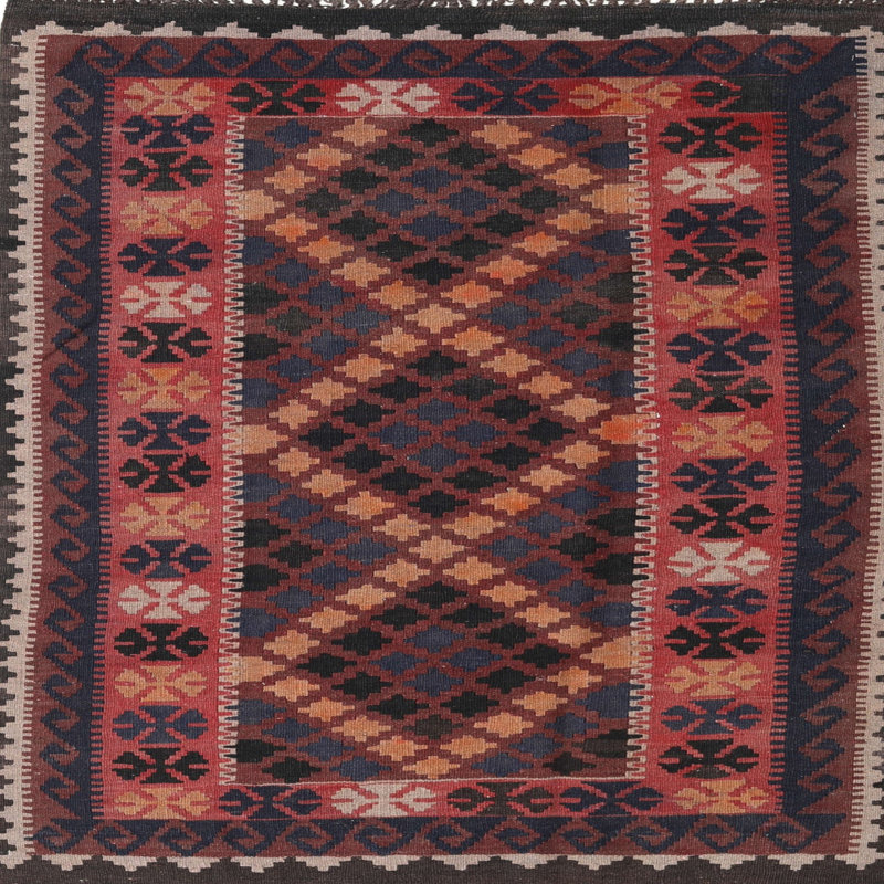Tapis bleu marine Southwestern, Rond 8 pi