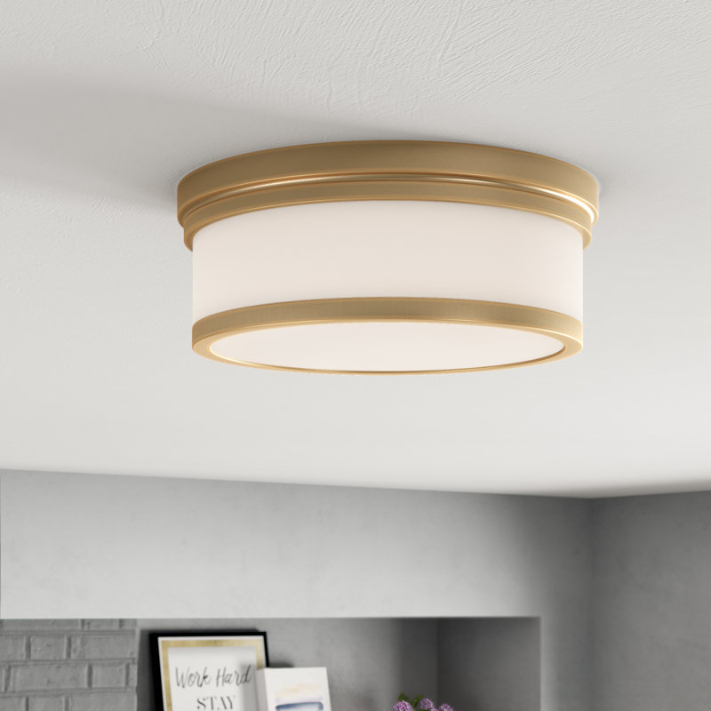 Plafonnier encastré 2 lumières 12 po Brylan, Laiton vieilli
