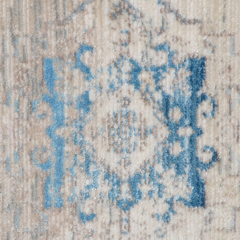 Crayton Machine Made Washable POLYESTER AREA RUGS  - Rectangle | Ivory Blue | Oriental Design, Area Rugs for Living Room, Bed Room