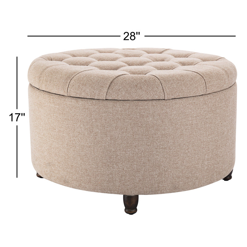 Upholstered Ottoman, Taupe, Walnut