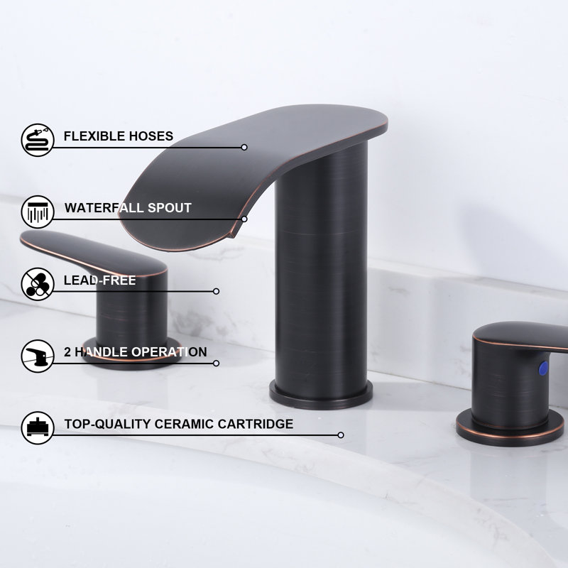 Oil Rubbed Bronze 8 in. Widespread Waterfall Bathroom Faucet