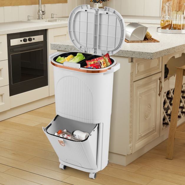 Plastic Waste Bin, White