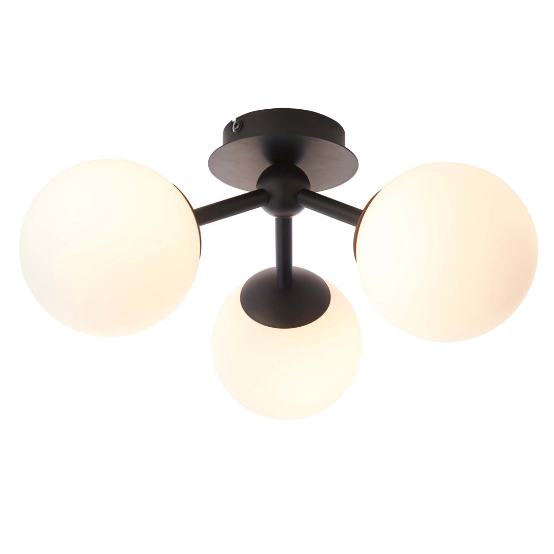 Gallery Home Unisex Black Kent 3 Bulb Bathroom Ceiling Light - Image 4