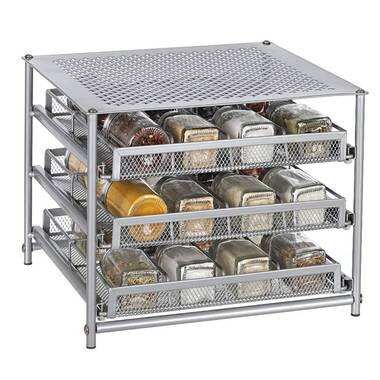 NEX Spice Rack 3 Tier 18 Bottle Spice Drawer Organizer Pantry