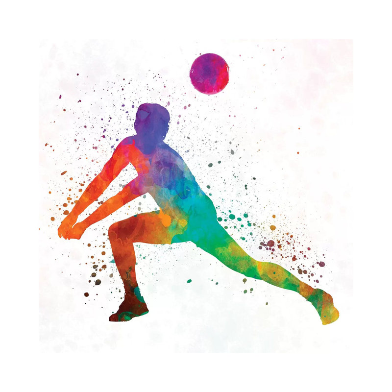 Volley Ball Player Man In Watercolour III by Paul Rommer - Wrapped Canvas Print, 66.04cm H x 66.04cm W x 1.91cm D