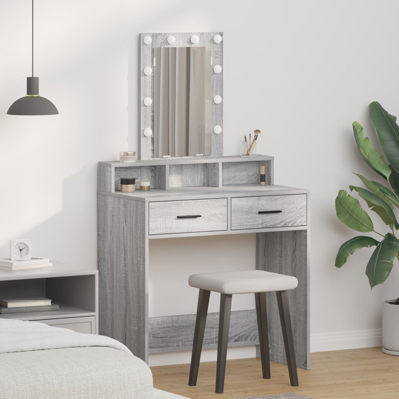 79 X 41 X 140 Cm Mirror Vanity Table, Grey Sonoma