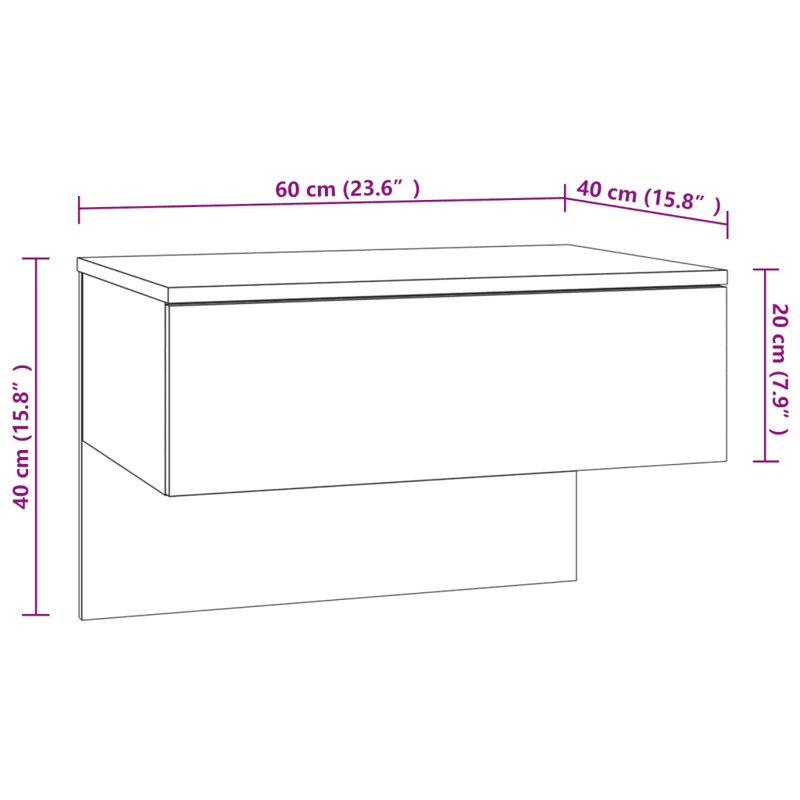 Jaianna Wall-mounted Bedside Cabinet, Sonoma Oak