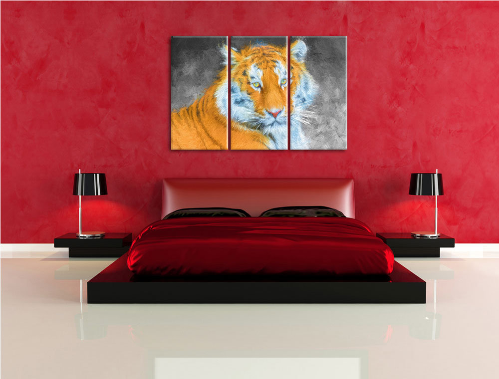 3-tlg. Leinwandbilder-Set Prächtiger Tiger, Kunstdruck