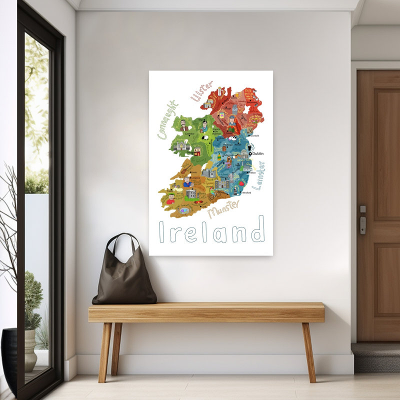 «Whimsical Ireland Map Whimsical Abstract Contemporary City Landscape», reproduction d'art mural, H 60 po x l 40 po