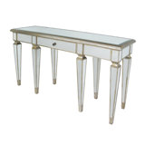 Eight Legs Mirror Console Table With A Drawer And Wood Trim