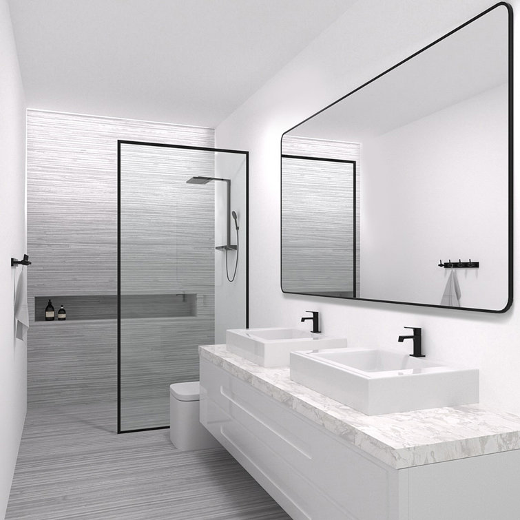 34 In. W X 72 In. H Fixed Framed Shower Door In Matte Black Finish With Clear Glass
