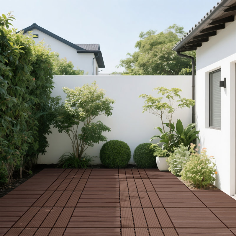 Dalles de terrasse emboîtables en plastique, Brun