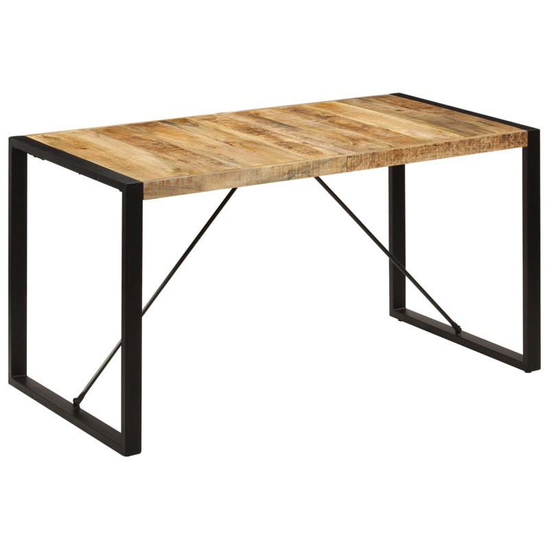 Dining Table Solid Mango Wood, 27.6" W x  55.1" L, Silver