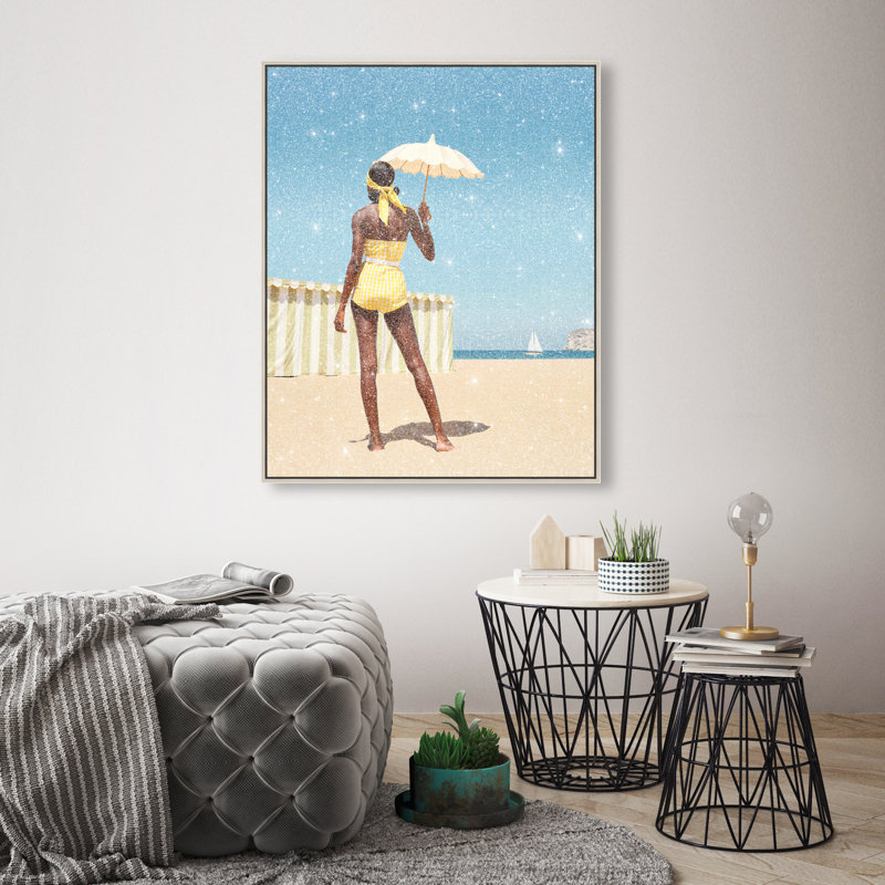 Cabana Muse III Canvas Fashion Print by Oliver Gal, Black Frame, 16 x 20, 17"H x 21"W, Gold Floater Frame