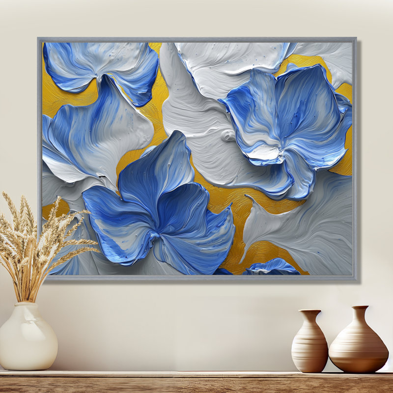 Trafford - Abstract Wall Art, Argent argent, H 12 po x l 20 po, Impression encadrée flottante