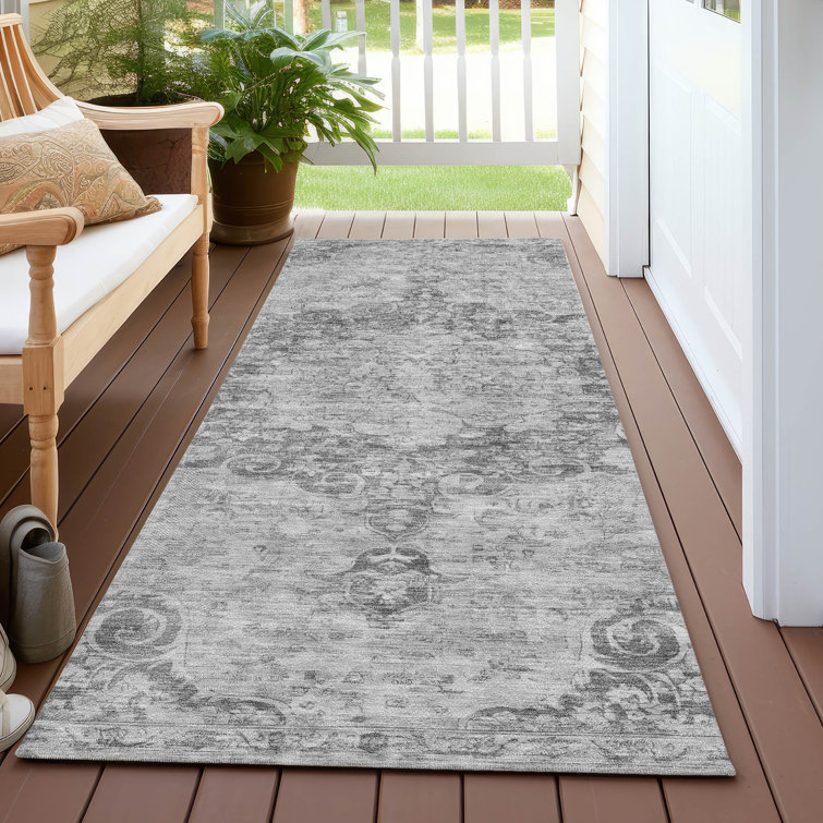 Machine Washable Indoor/Outdoor Claudian ACN1238 Silver Rug