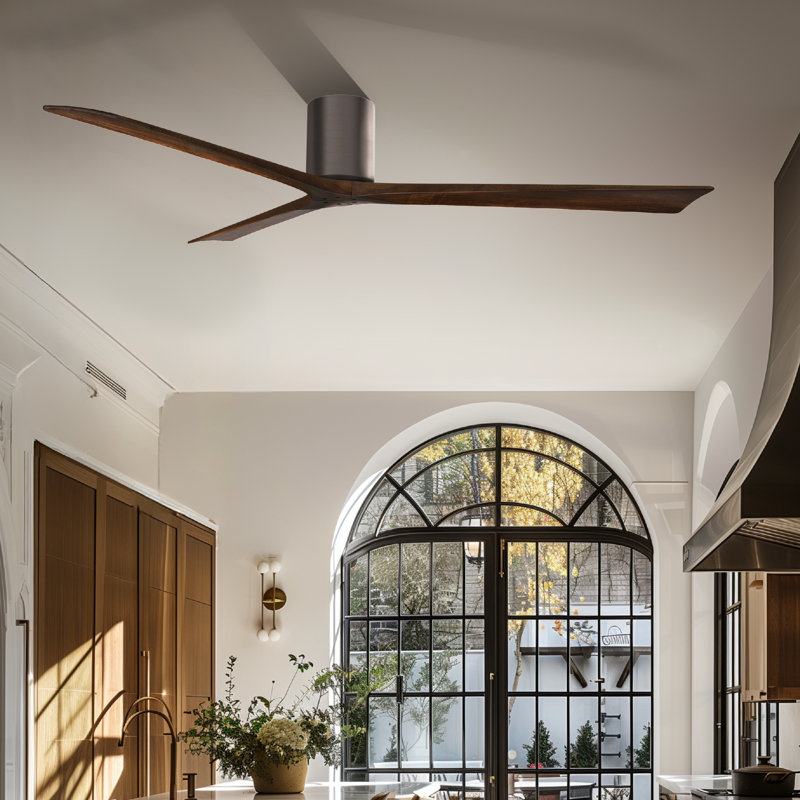 Ventilateur de plafond à 3 pales Olivier, Ton noyer, Étain brossé, 72"