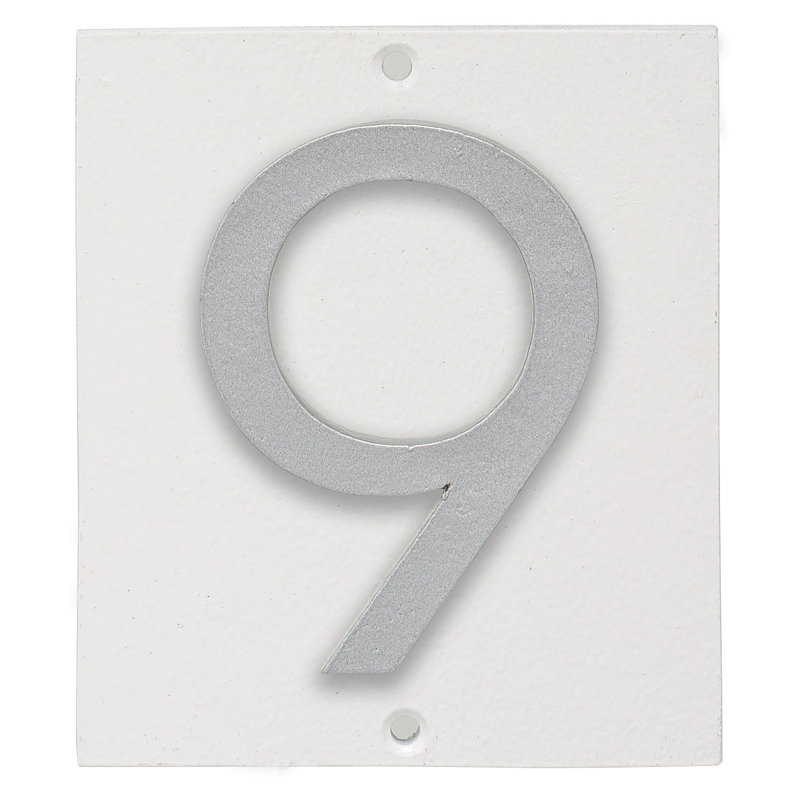 Plaque d'adresse verticale à 1 ligne flottante, Blanc / argent, Oui