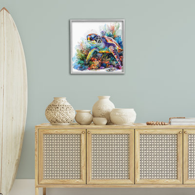  Tortue de mer aquatique, estampe numérique par LSR Design Studio