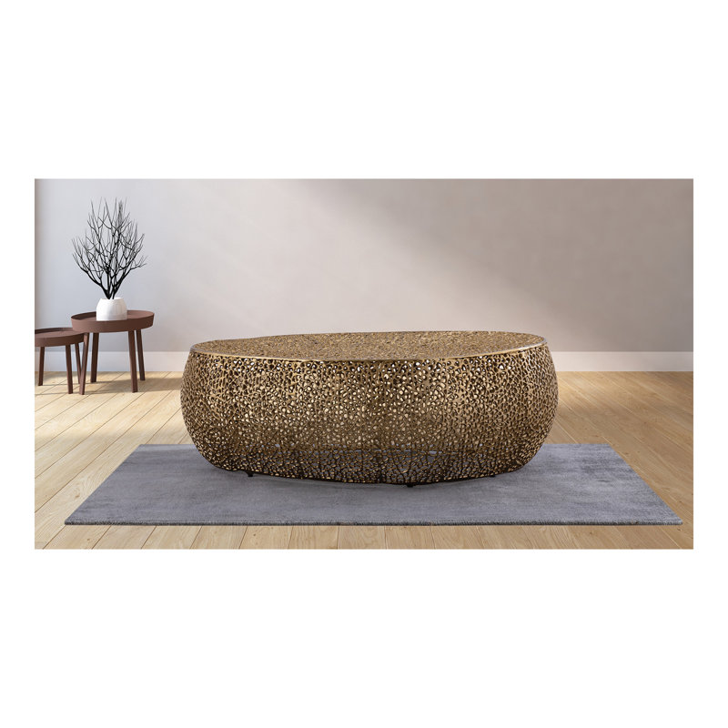 Table basse ovale dorée