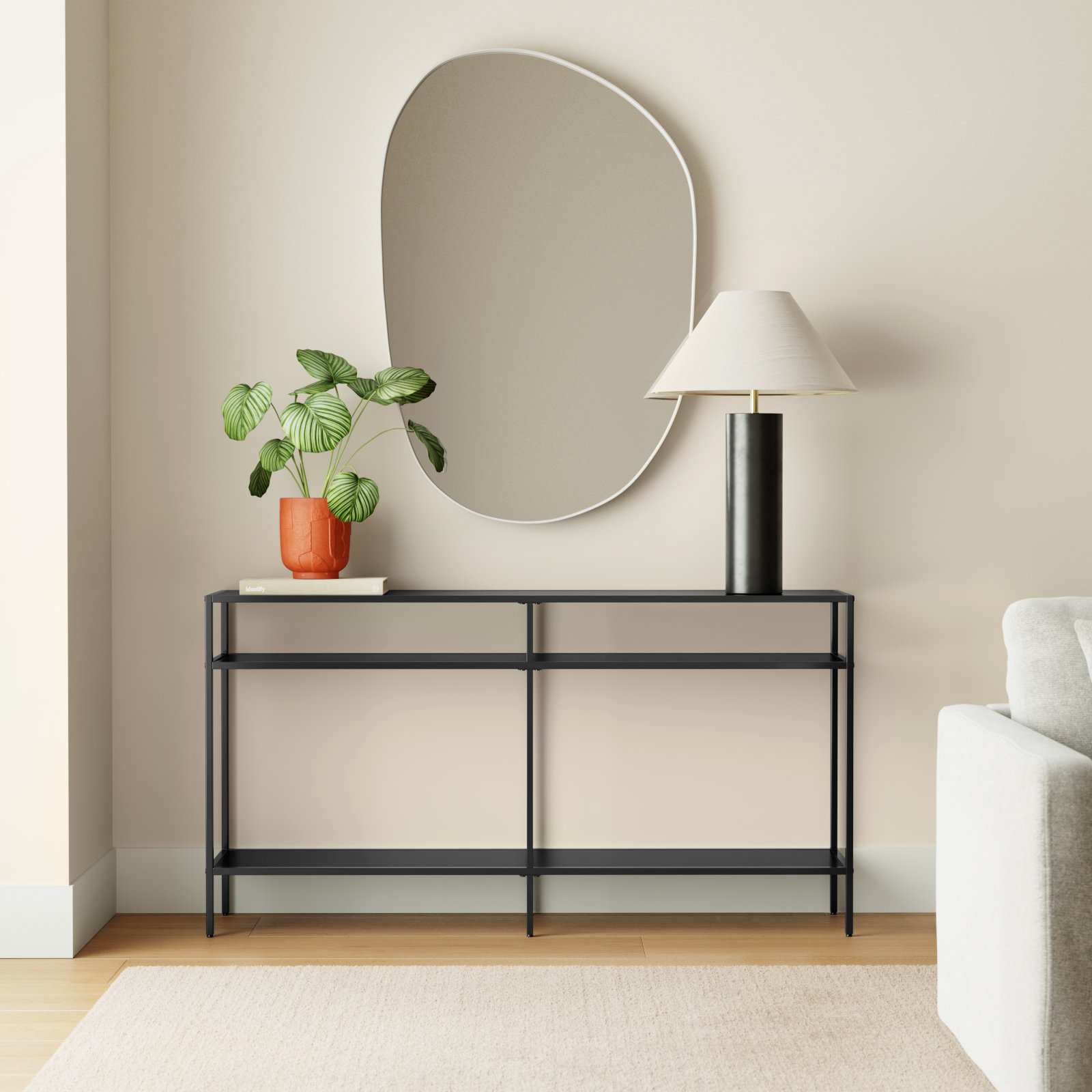 Ceno Console Table, 29" H x 55" W x 10"D, Blackened Bronze