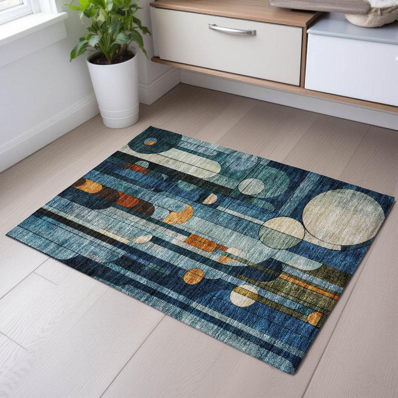 Premium Machine Washable Dimatteo AMF1125 Geometric Rug, Rectangle 1'8" x 2'6"