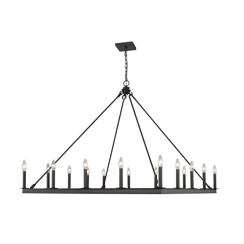 Lustre géométrique de style bougie à 16 lumières Jordan-Lee, Noir mat