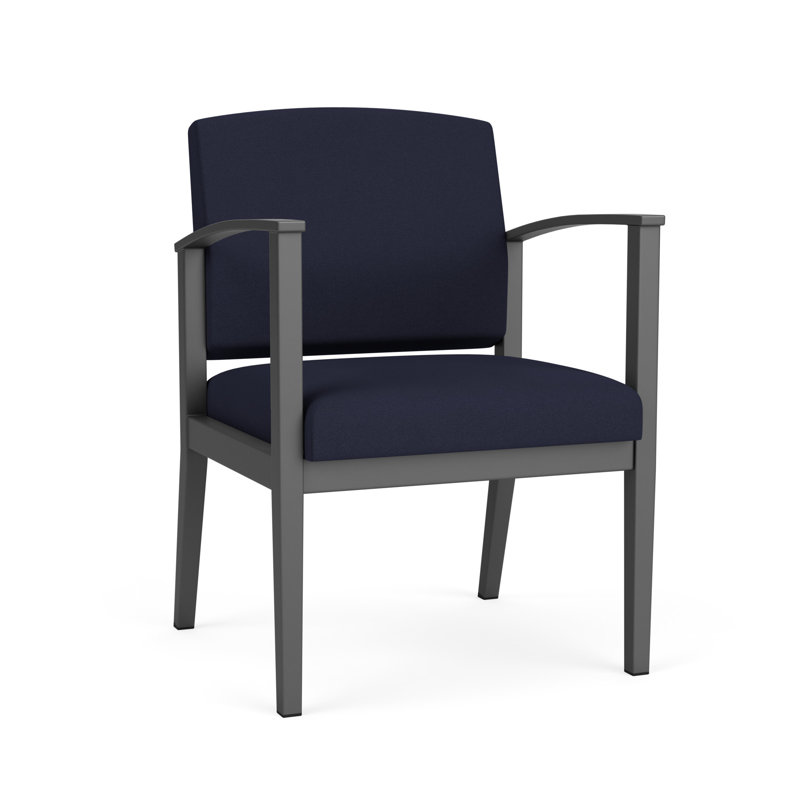Chaise en métal Amherst, Gris anthracite, Portes ouvertes marine - tissu uni