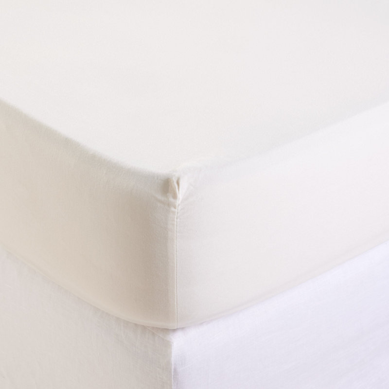 Madura 100% Cotton Fitted Sheet, European Double (140 x 200 cm), Natural