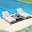 Ensemble de chaises longues en osier toutes saisons avec roulettes et dossier inclinable à 5 positions-301922537
