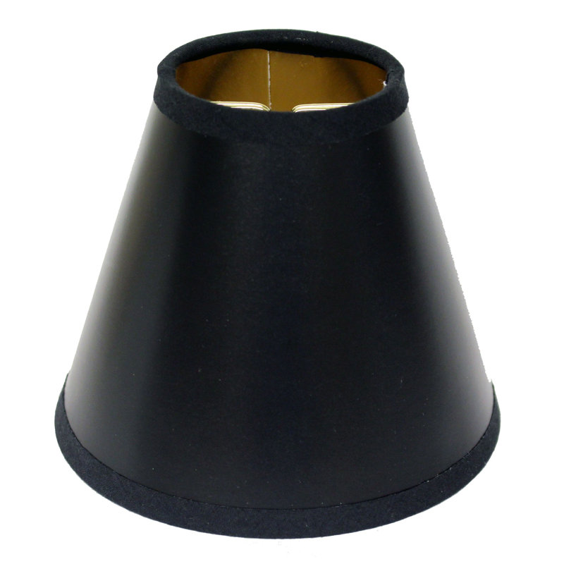 Abat-jour tambour en soie / shantung 4 po (à pince), Noir / or, H 4 po x l 4 po x P 4 po