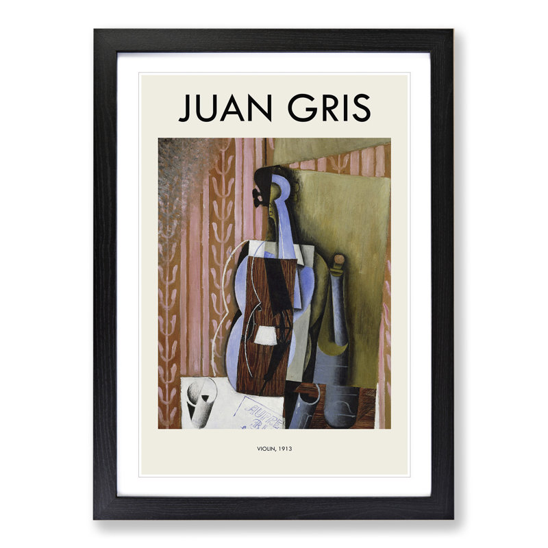 Violin Still Life Vol.3 by Juan Gris - Picture Frame Art Prints, 36cm H x 27cm W x 2cm D, Black Framed