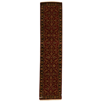 Tapis noir / rouge / brun noué à la main de haute qualité